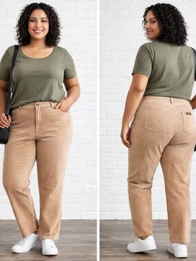 L.L. Bean Favorite Fit Corduroy Pants | Size 20W Petite | Tan Neutral